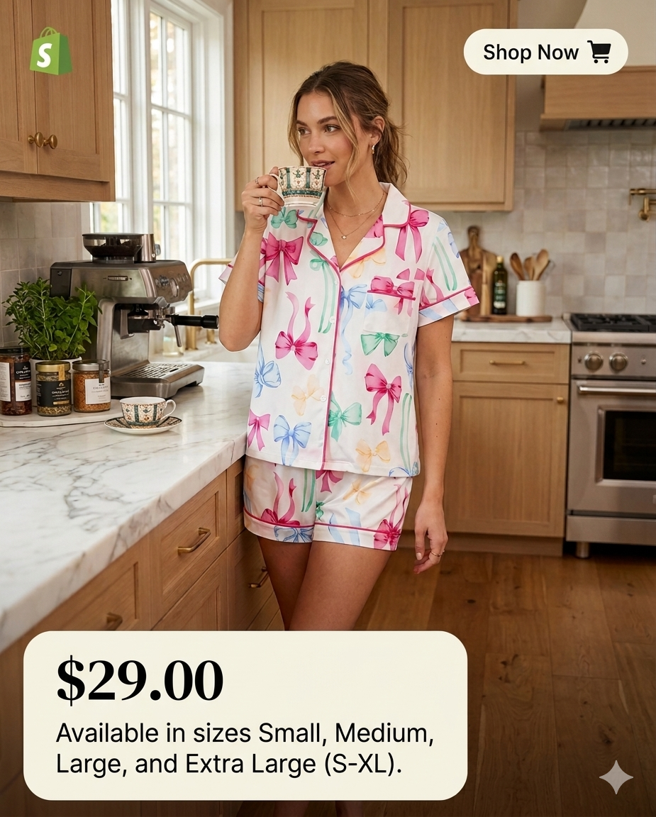Bow satin pajamas