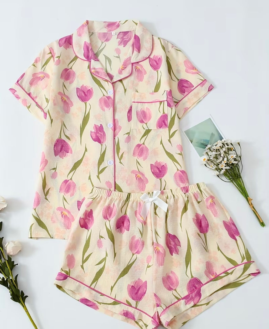 Tulip Dreams Pajama Set – Soft Floral Lounge Set